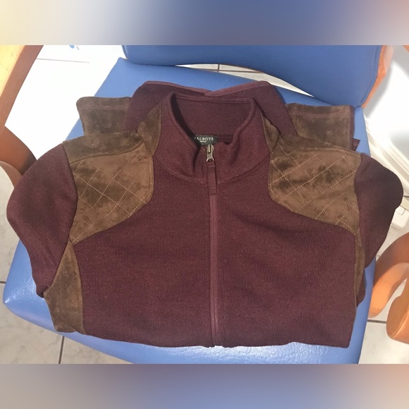 🎉Host Pick🎉New Talbots maroon/brown faux suede trim fleece soft jacket, PM - Picture 12 of 16